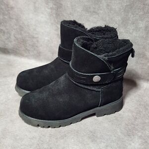women's BEARPAW Wellston Black Suede‎ Sheepskin boots ankle Size 6